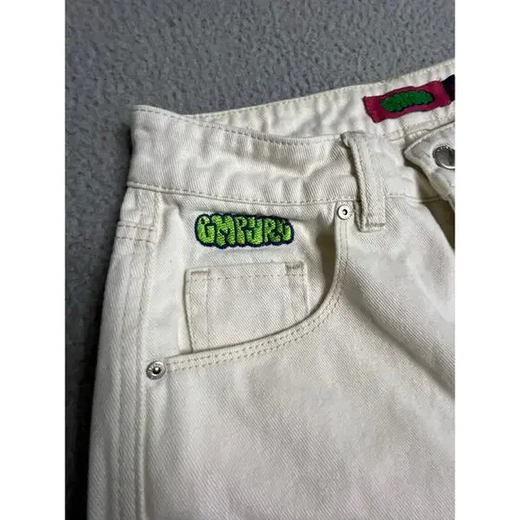 Empyre Tori Cargo Jeans 2 High Rise Baggy Wide Leg Y2K White Denim Pants XS - Picture 3 of 16